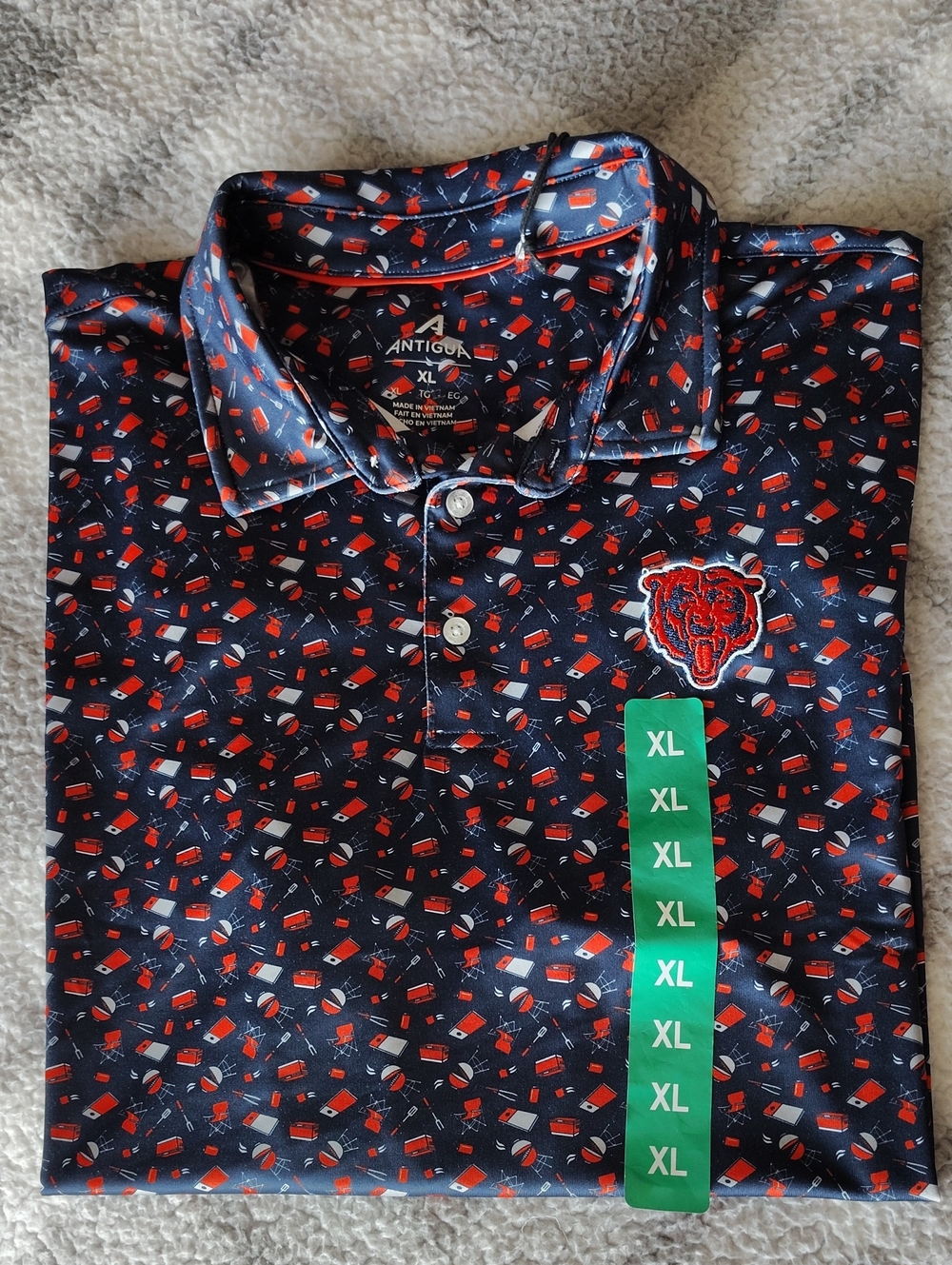 NFL Chicago Bears Antigua Men’s Navy Polo Cookout Design XL